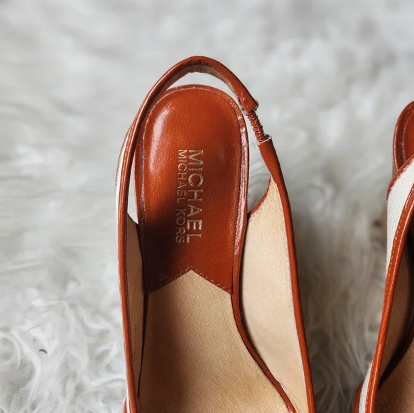 Michael Kors White & Orange Wedge Heels - Picture 4 of 7